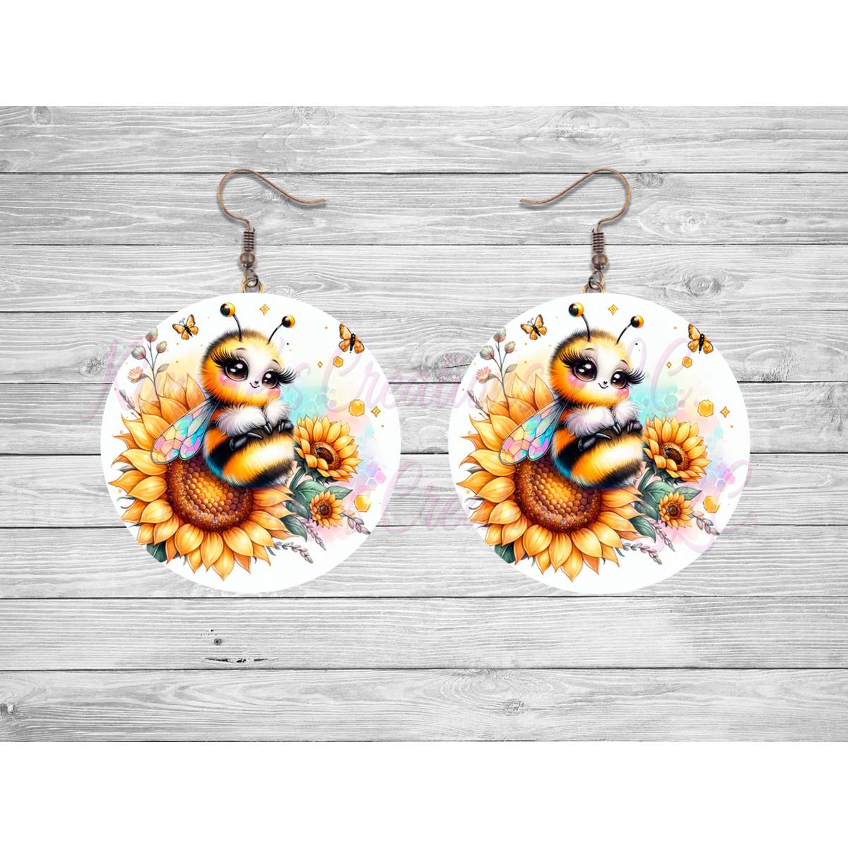 Cute Honeybee Round Earrings - 08 - jewelry