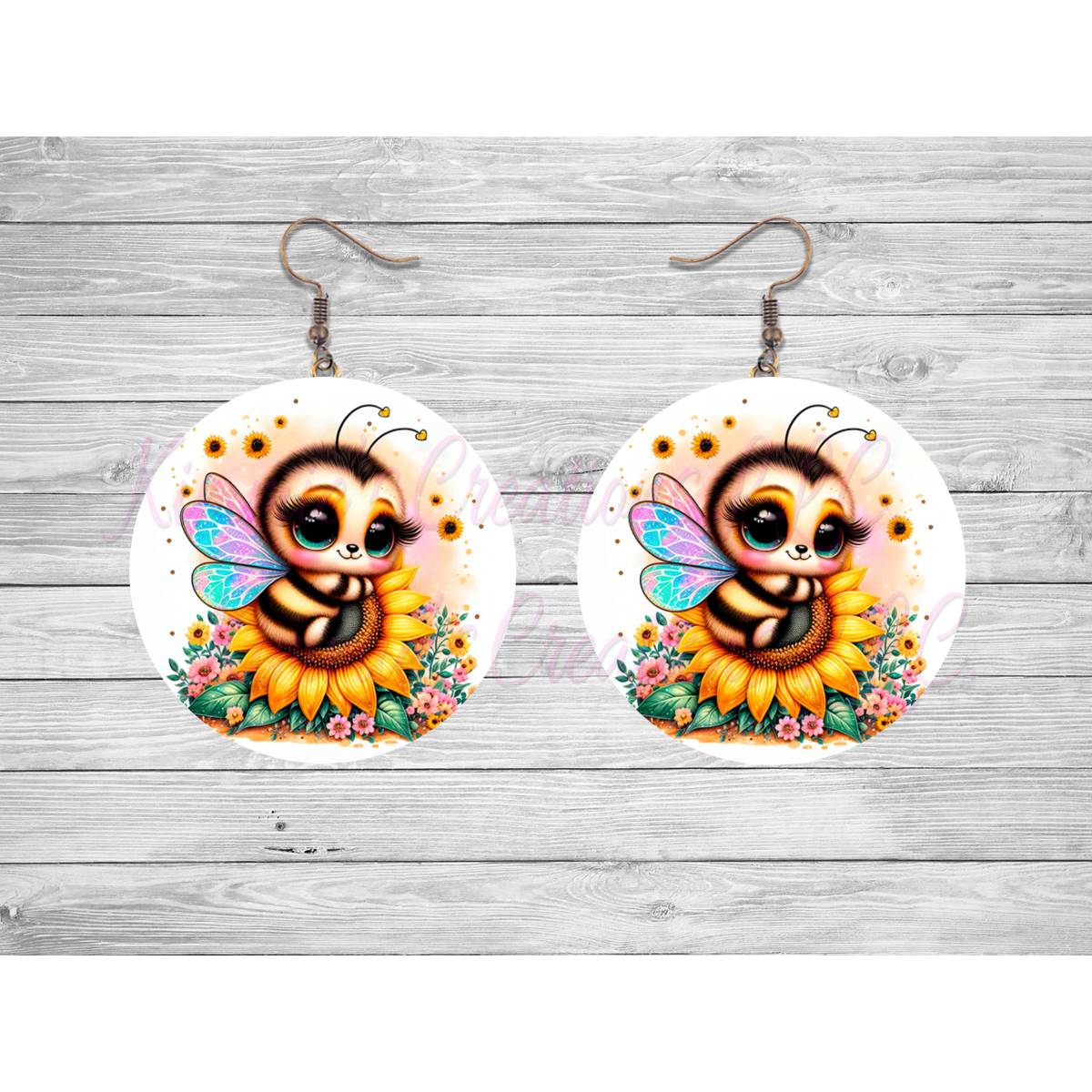 Cute Honeybee Round Earrings - 09 - jewelry