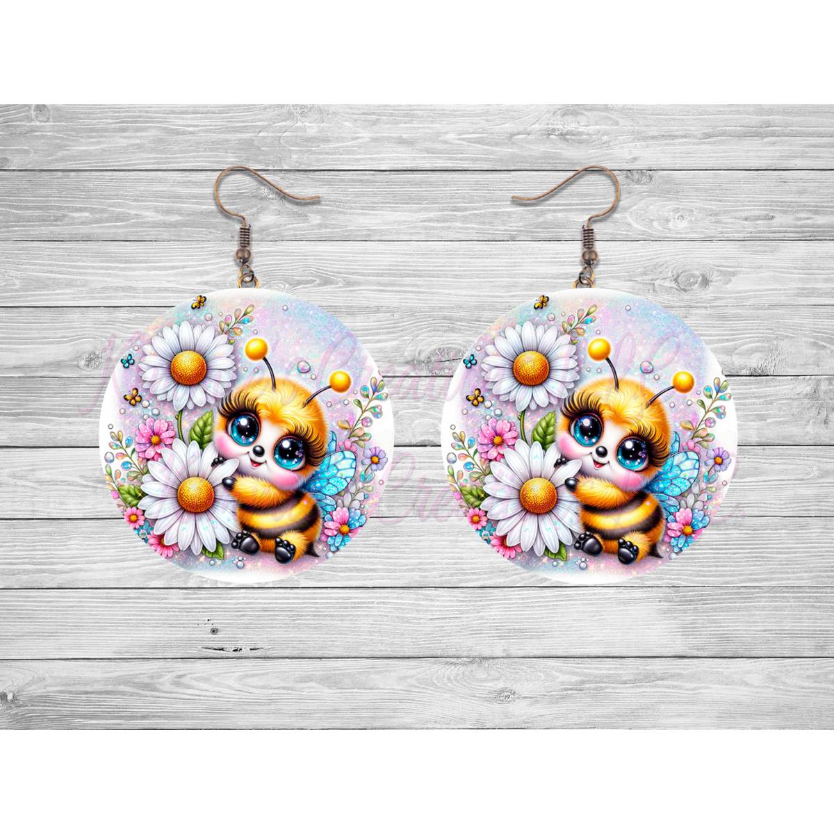 Cute Honeybee Round Earrings - 10 - jewelry