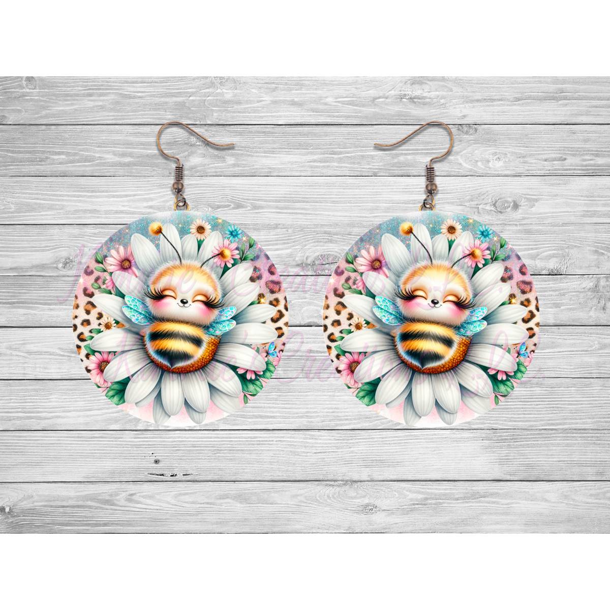 Cute Honeybee Round Earrings - 11 - jewelry