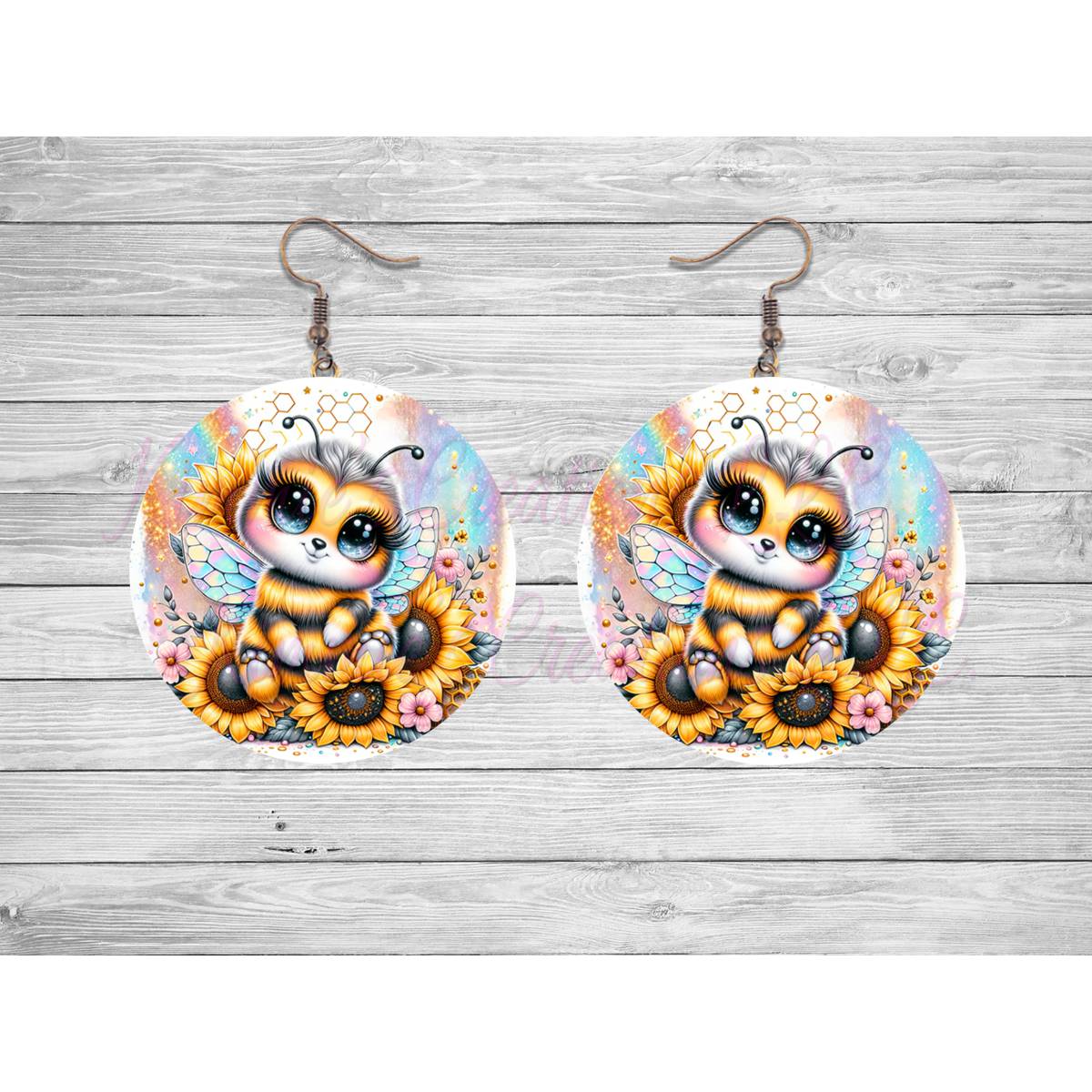 Cute Honeybee Round Earrings - 12 - jewelry
