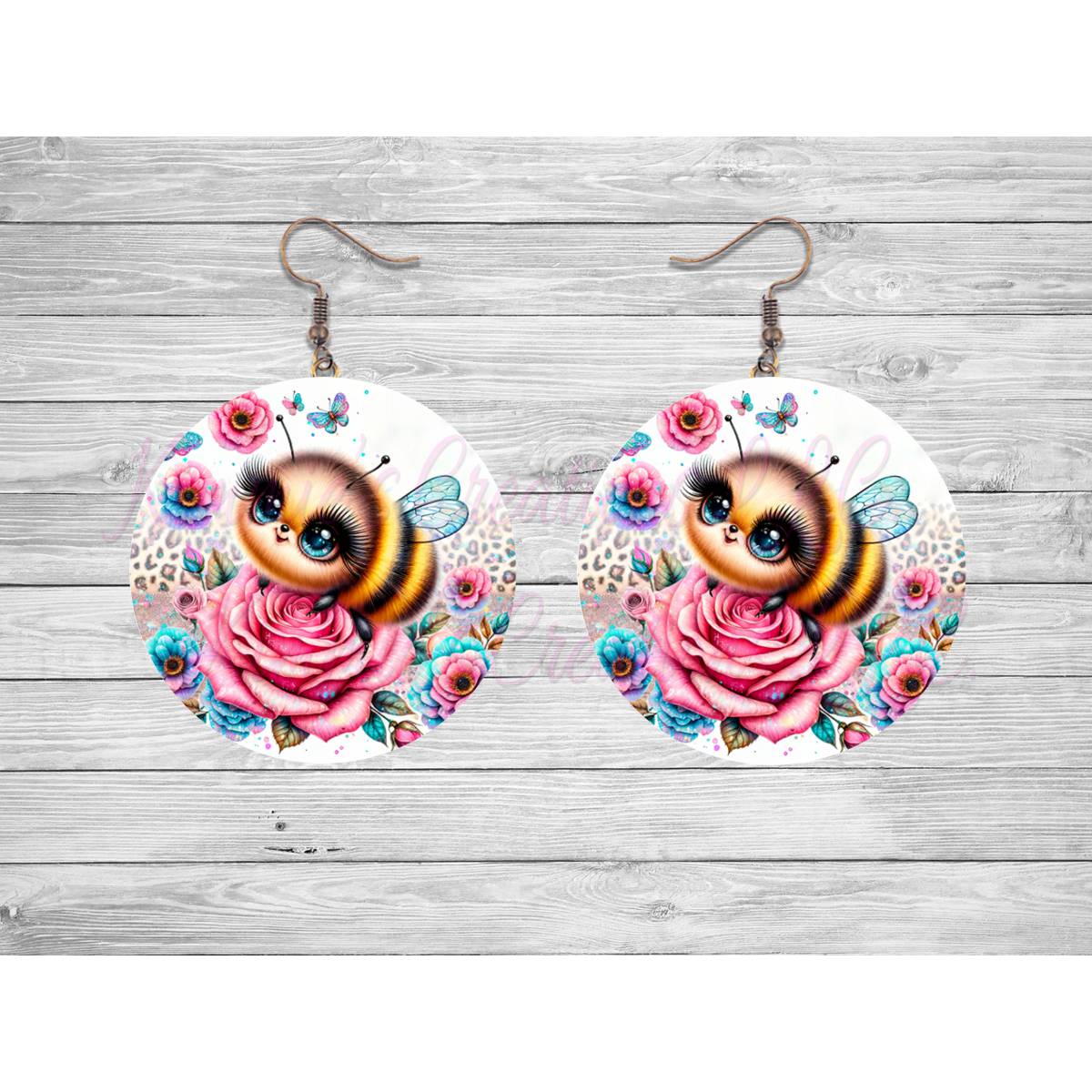Cute Honeybee Round Earrings - 14 - jewelry