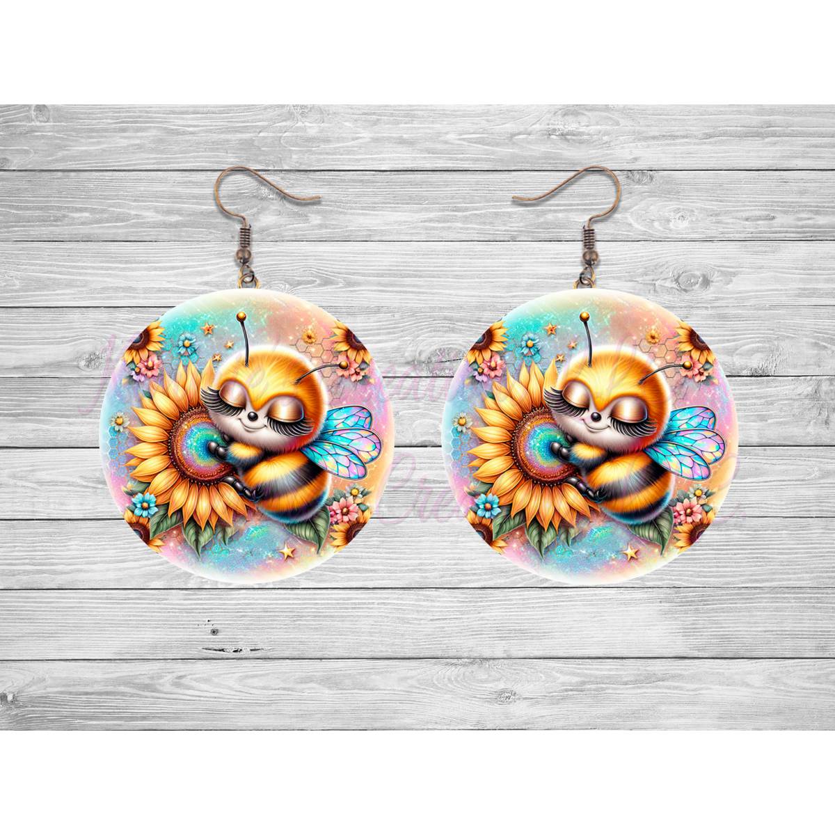 Cute Honeybee Round Earrings - 15 - jewelry