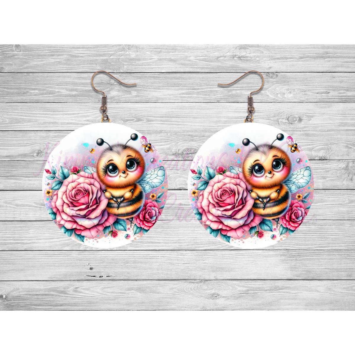 Cute Honeybee Round Earrings - 17 - jewelry