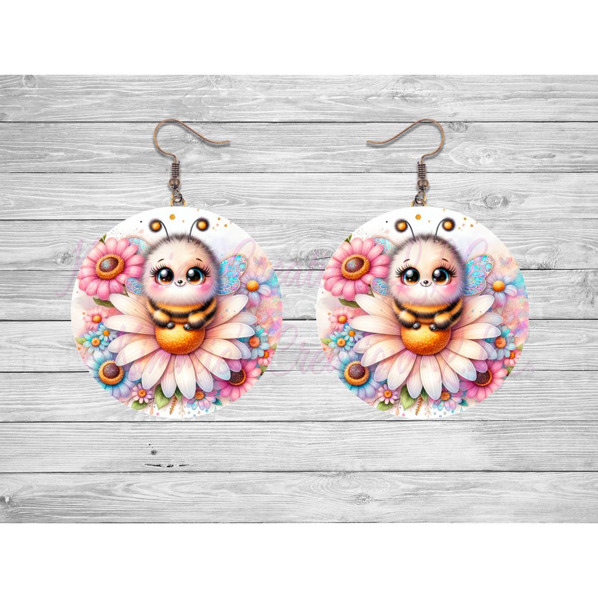 Cute Honeybee Round Earrings - 18 - jewelry