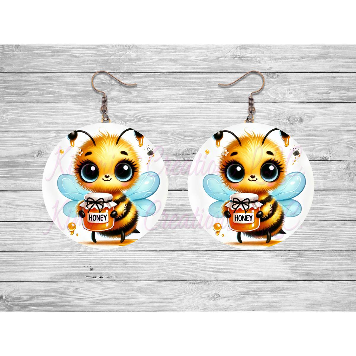 Cute Honeybee Round Earrings - 20 - jewelry