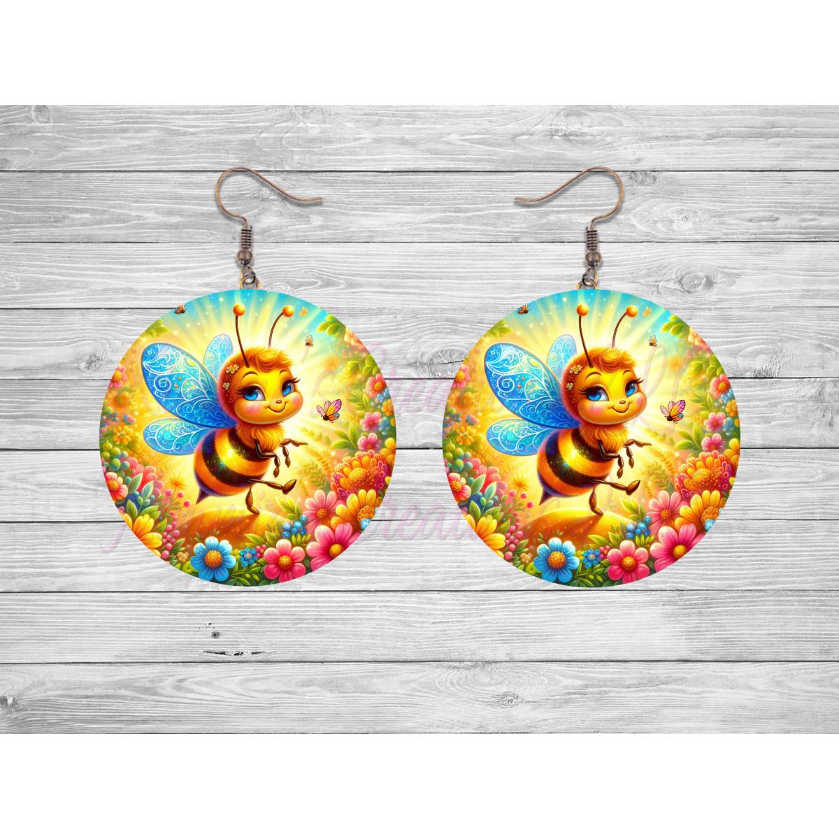 Cute Honeybee Round Earrings - 23 - jewelry