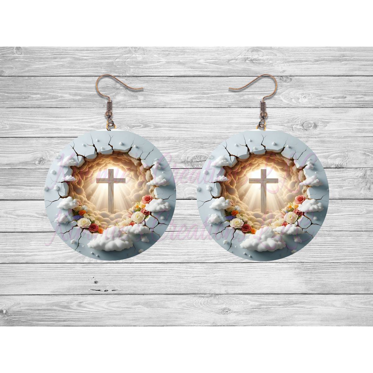Clouds of Faith Round Earrings - jewelry