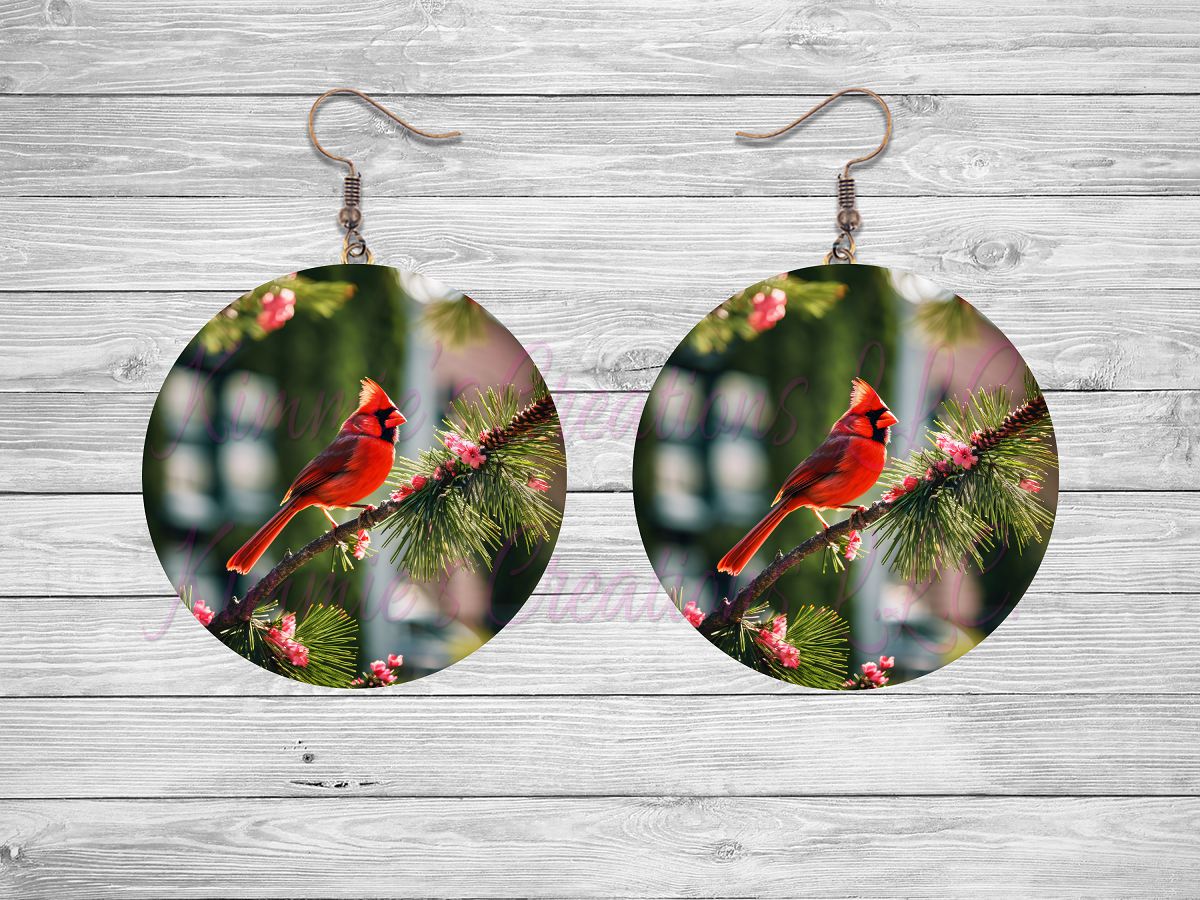 Spring Cardinal Round Earrings