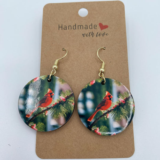 Spring Cardinal Round Earrings