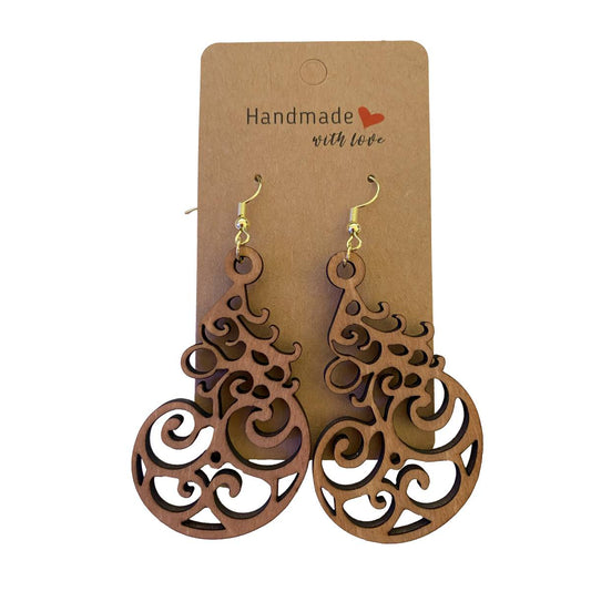 Resplendent Geometric Wooden Earrings - Teak - jewelry
