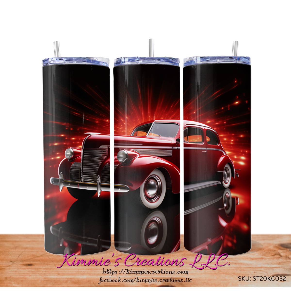 Beautifully rendered 1940 Classic Auto skinny tumbler - Kimmie's Creations L.L.C.