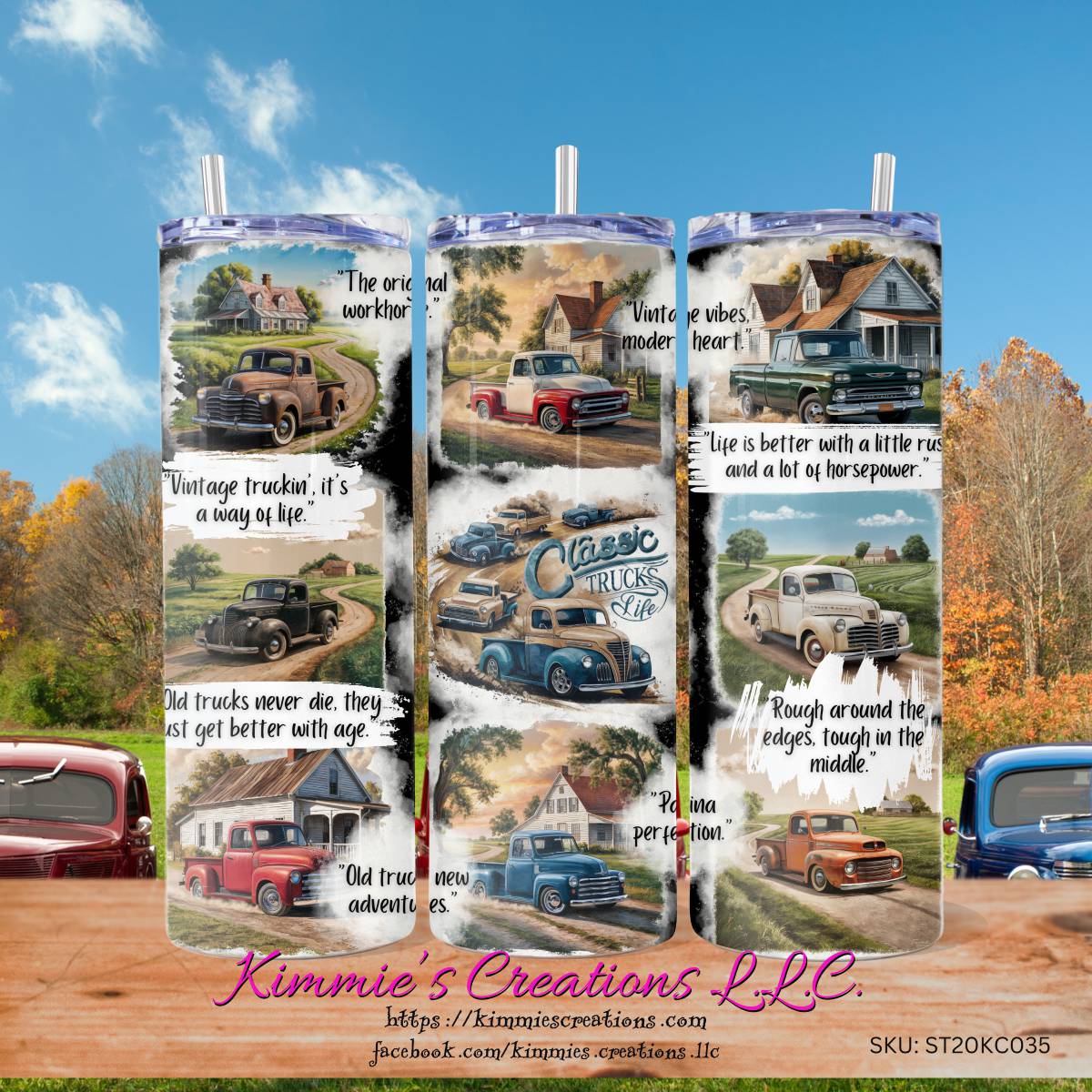 A Classic Trucks Life Story Skinny Tumbler - Kimmie's Creations L.L.C.