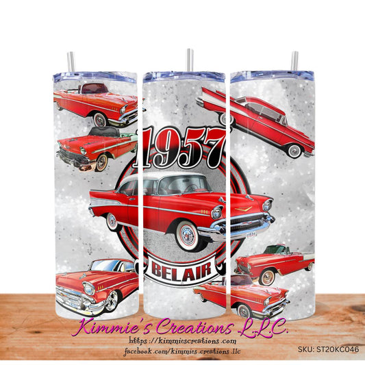1957 Belair Classic Car on a Skinny Tumbler - skinny tumbler