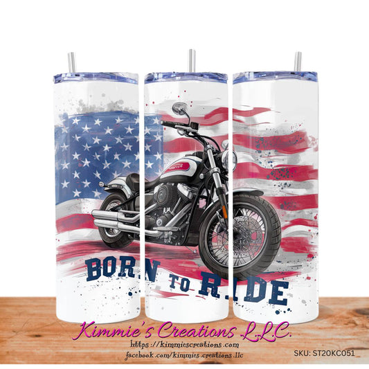 Born to Ride Biker Enthusiasts Skinny Tumbler - skinny tumbler