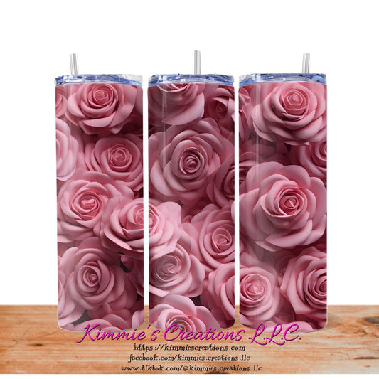 Pink Roses on a Skinny Tumbler - skinny tumbler