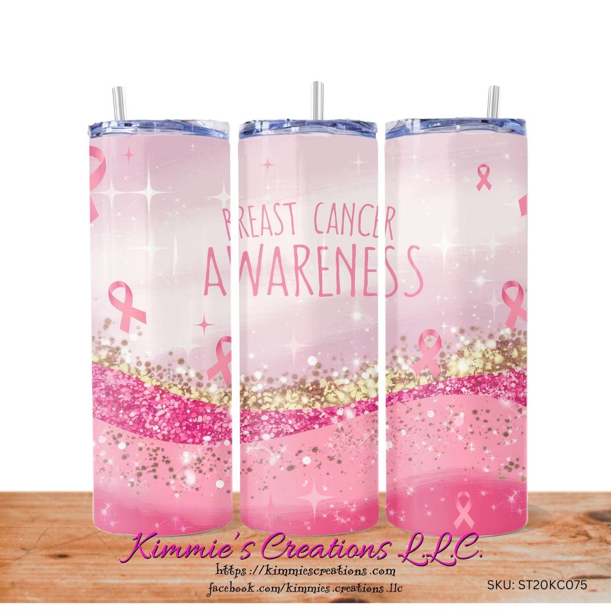Breast Cancer Awareness skinny tumbler - Kimmie's Creations L.L.C.