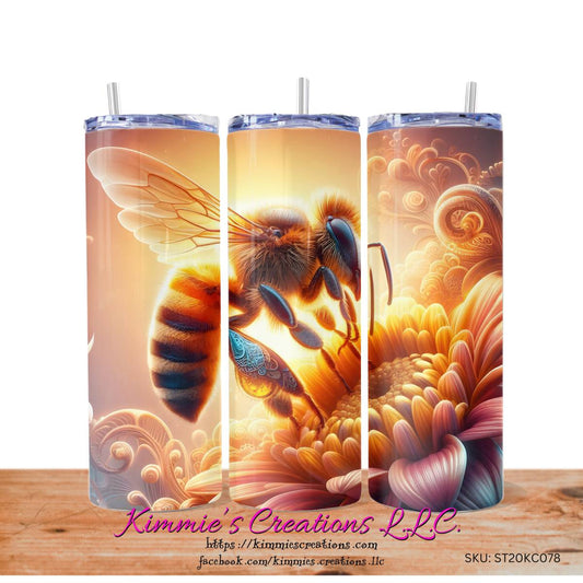 Bee on a Flower - skinny tumbler