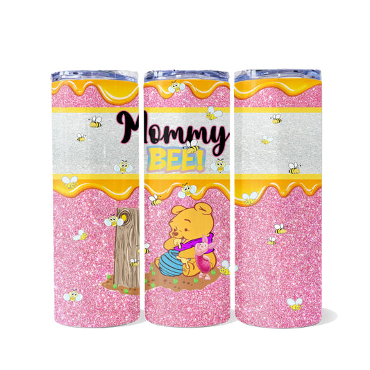 Mommy Bee with Pooh Bear & Piglet Dual Opening Skinny Tumbler