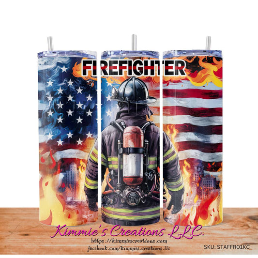 Celebrating the American Firefighter - a Skinny Tumbler - skinny tumbler