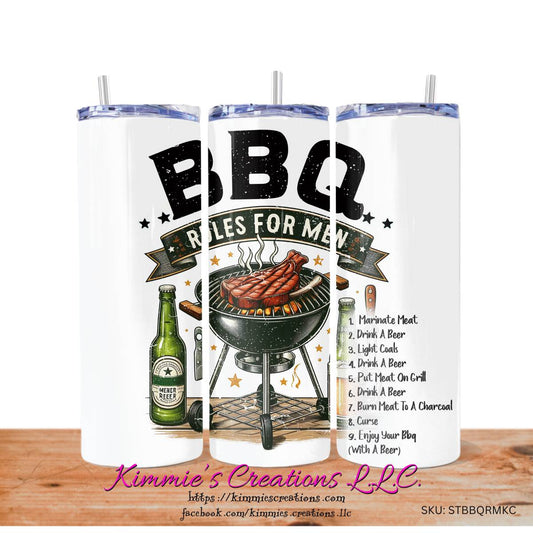 BBQ Rules for Men on a Skinny Tumbler - skinny tumbler
