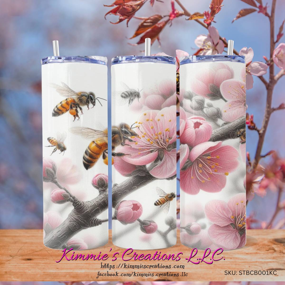 Buzzing Blossoms Beauty: Honeybees! - a Skinny Tumbler - Kimmie's Creations L.L.C.