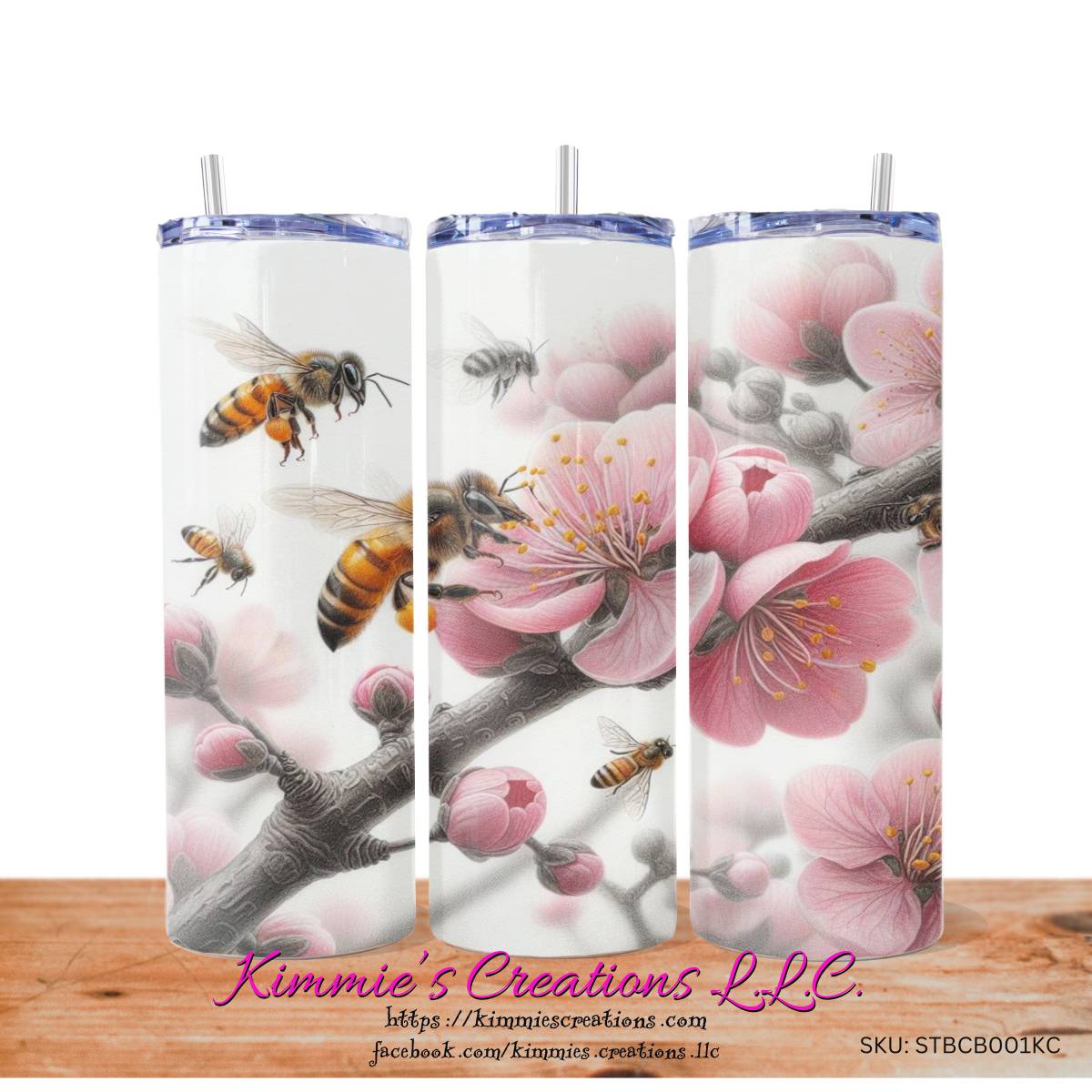 Buzzing Blossoms Beauty: Honeybees! - a Skinny Tumbler - Kimmie's Creations L.L.C.