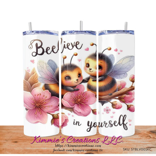 Beelieve & Empower Yourself with Beelief! - an Inspirational Skinny Tumbler - skinny tumbler
