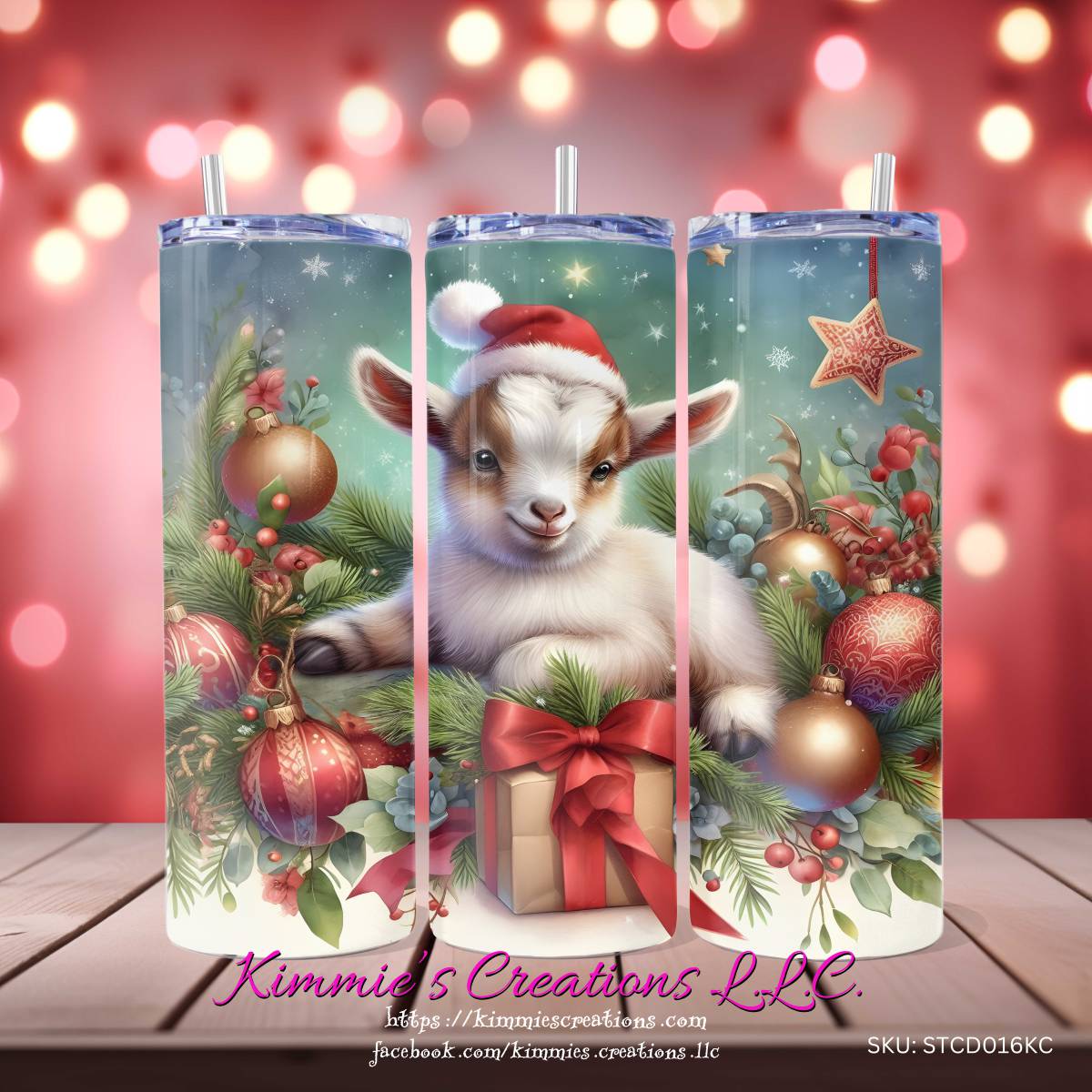 Baby Goat Christmas skinny tumbler - Kimmie's Creations L.L.C.