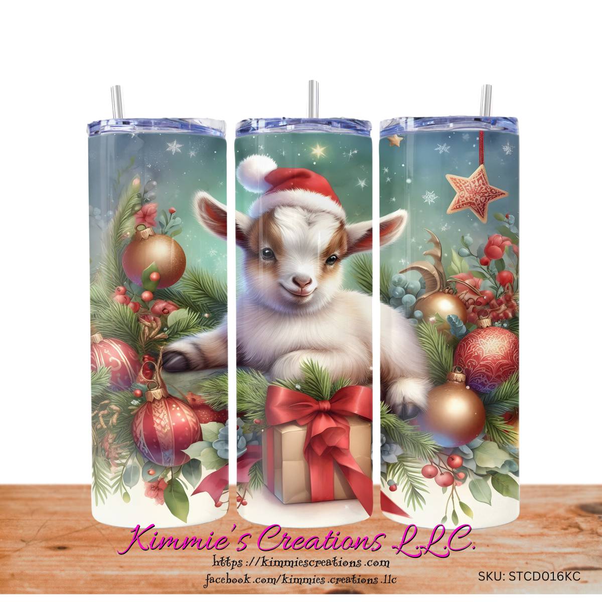 Baby Goat Christmas skinny tumbler - Kimmie's Creations L.L.C.