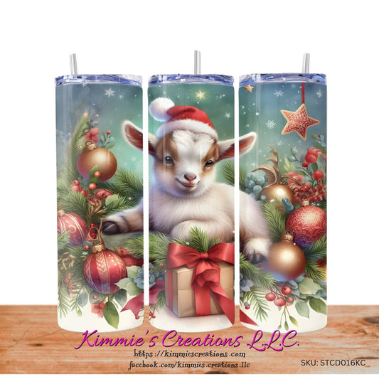 Baby Goat Christmas skinny tumbler