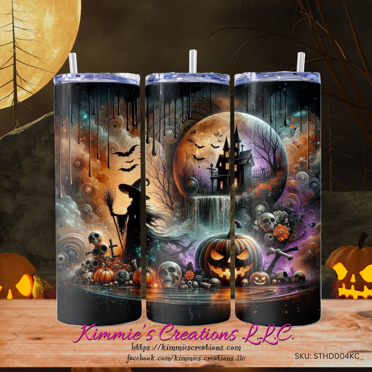 Dark Witch Halloween House - a Skinny Tumbler - Kimmie's Creations L.L.C.