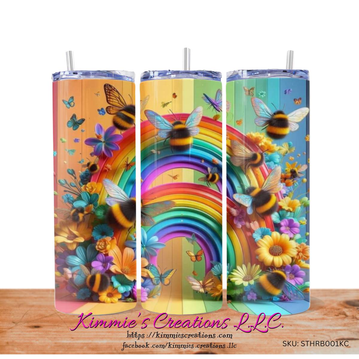 Colorful Rainbow Tumbler Buzzes with Joy! - Kimmie's Creations L.L.C.