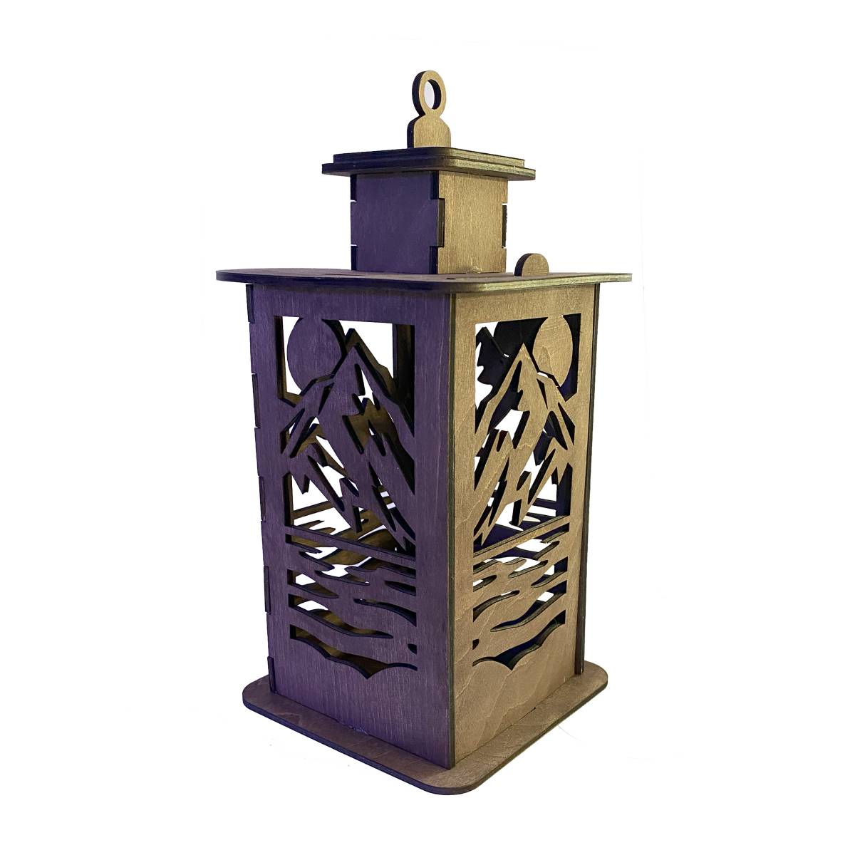 Sunset Mountain Lantern Cupola Design with a flameless candle and 6 design choices - 01 / Rosewood - decor