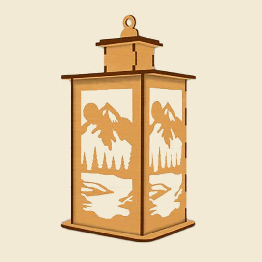 Sunset Mountain Lantern Cupola Design with a flameless candle and 6 design choices - 02 / Rosewood - decor