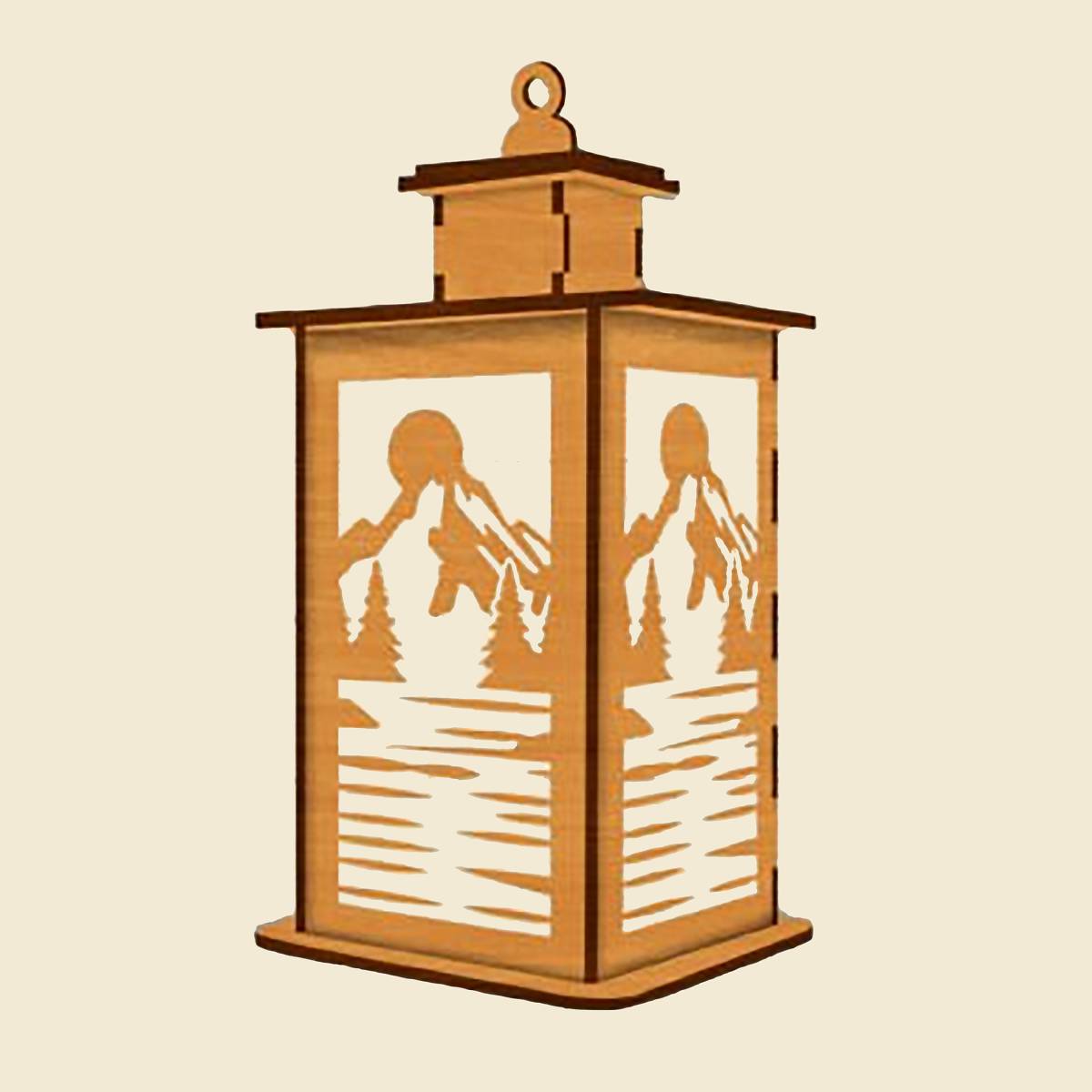 Sunset Mountain Lantern Cupola Design with a flameless candle and 6 design choices - 04 / Warm Graphite - decor