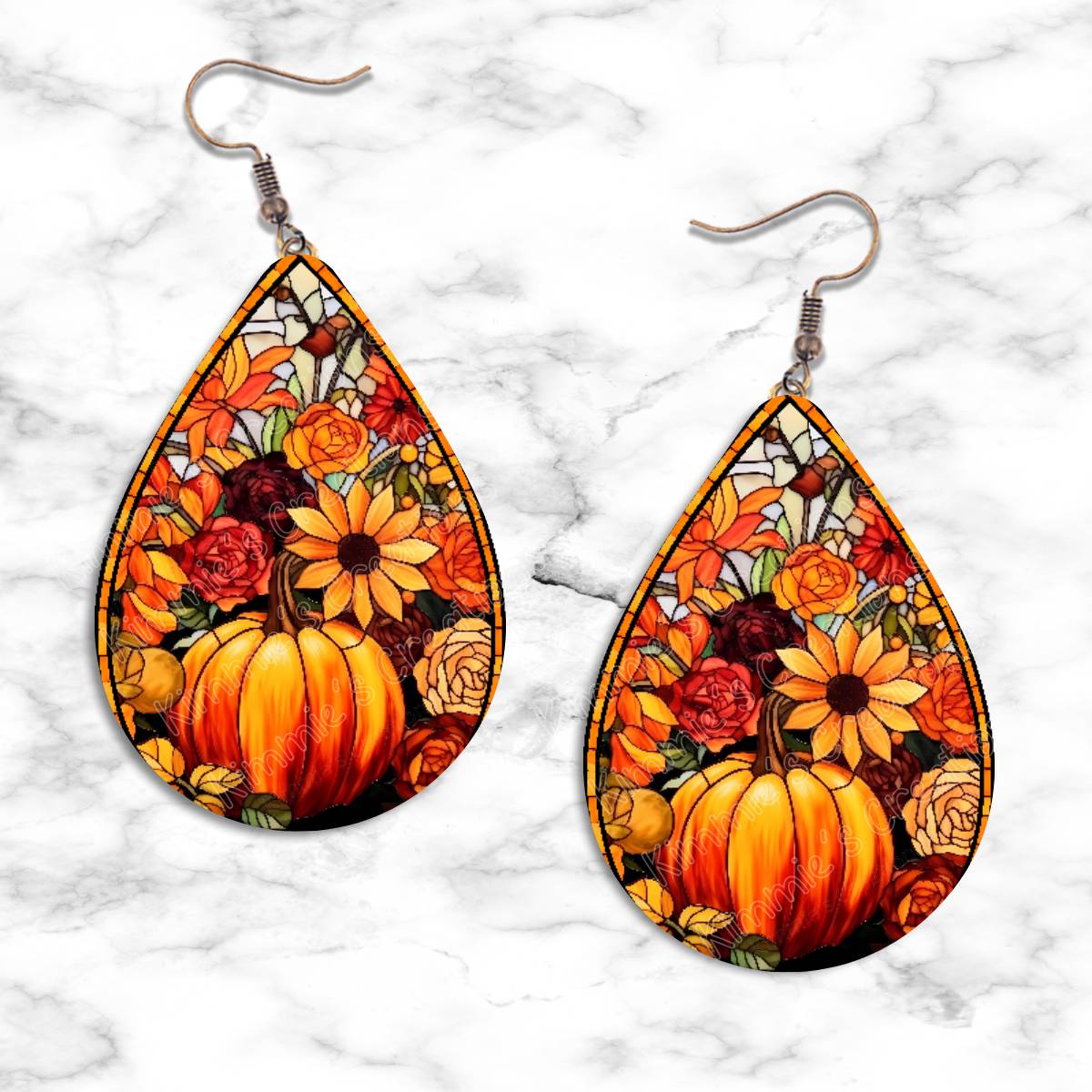 Fall Pumpkins Teardrop Earrings - jewelry