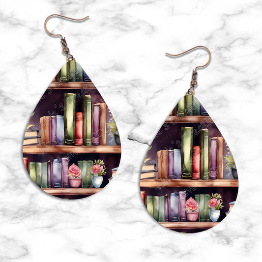 Bookshelves Teardrop Earring Collection - 02 - jewelry