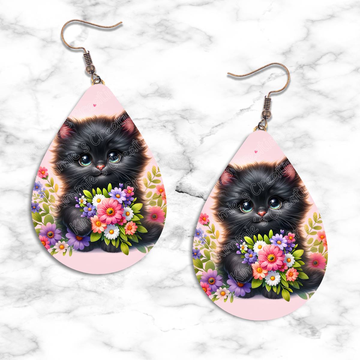 Kittens and Flowers Teardrop Earring Collection - Kimmie's Creations L.L.C.