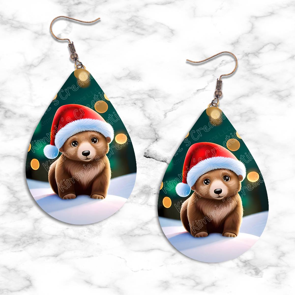 Bear Cub Christmas Teardrop Earring Collection