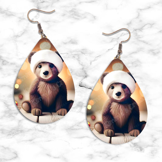 Bear Cub Christmas Teardrop Earring Collection - 02 - jewelry