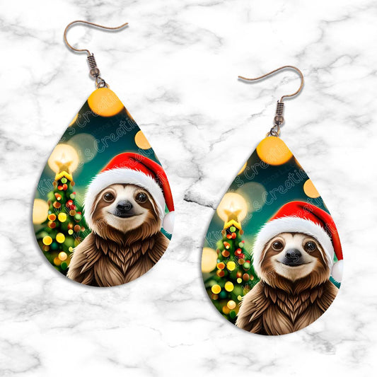 Sloth Christmas Teardrop Earring Collection - 02 - jewelry