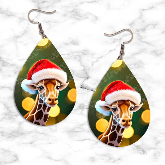 Giraffe Christmas Teardrop Earring Collection - 02 - jewelry