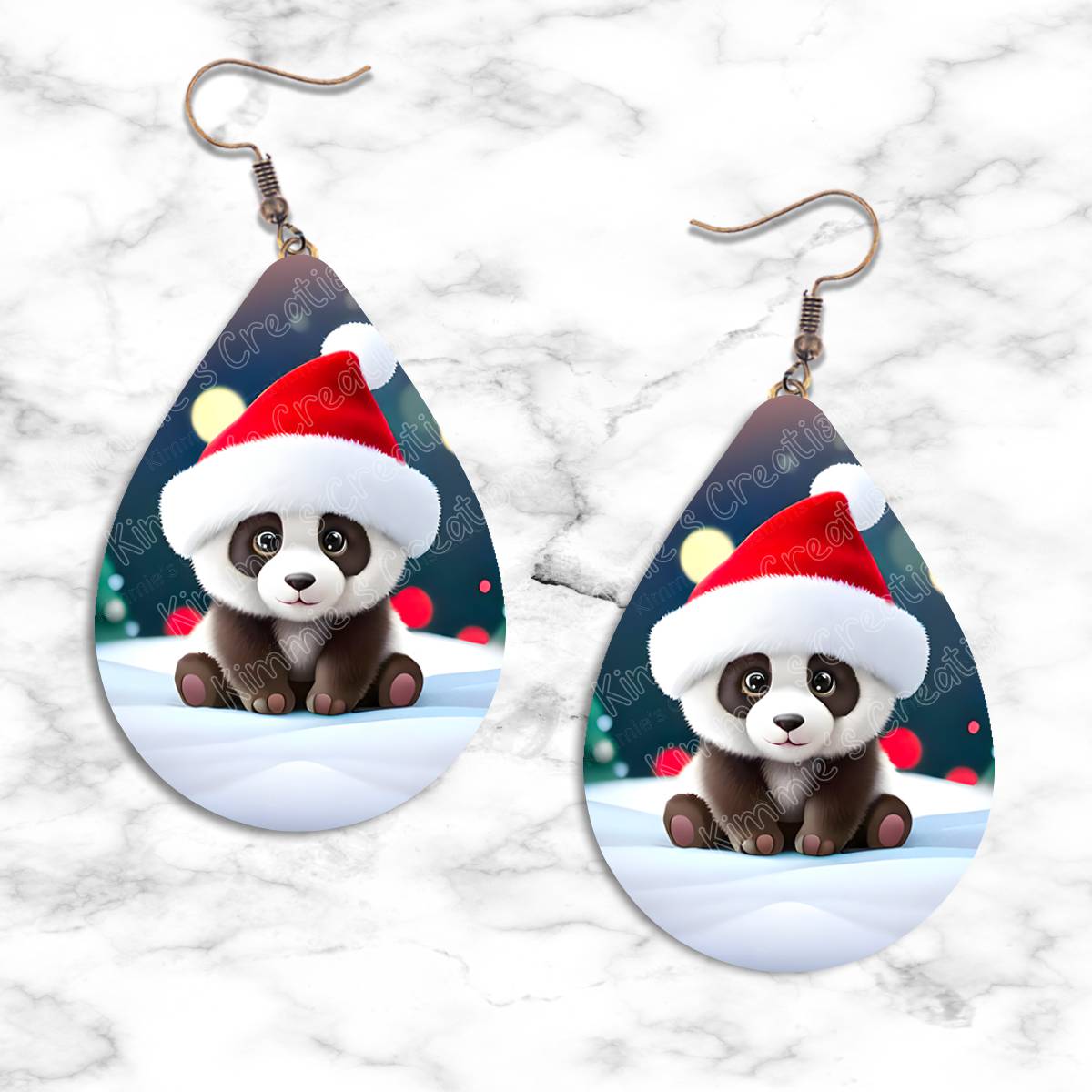 Panda Christmas Teardrop Earring Collection