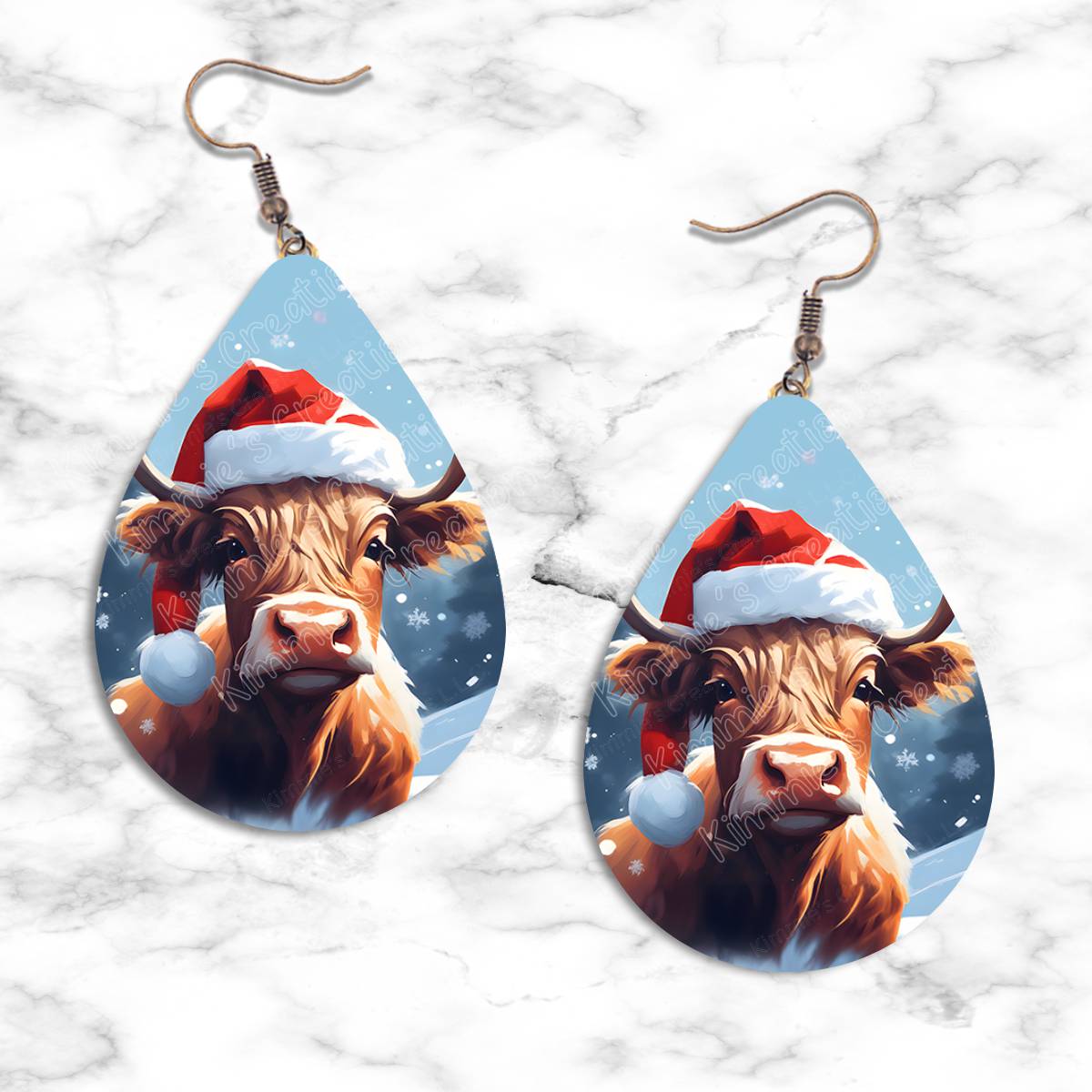 Highland Cow Christmas Teardrop Earring Collection