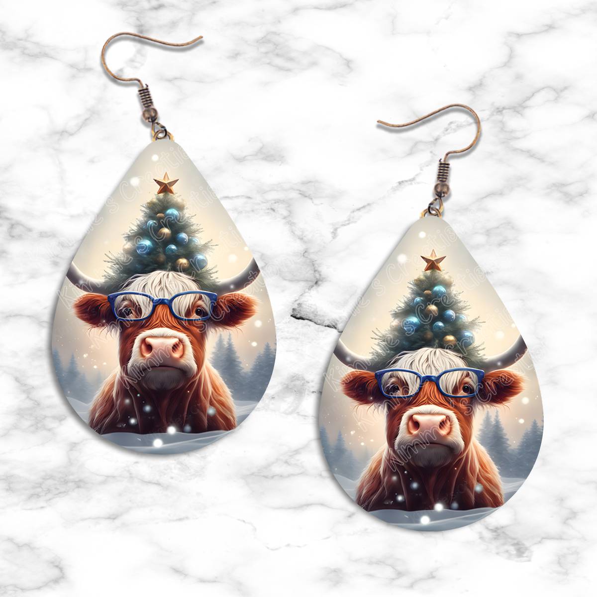 Highland Cow Christmas Teardrop Earring Collection
