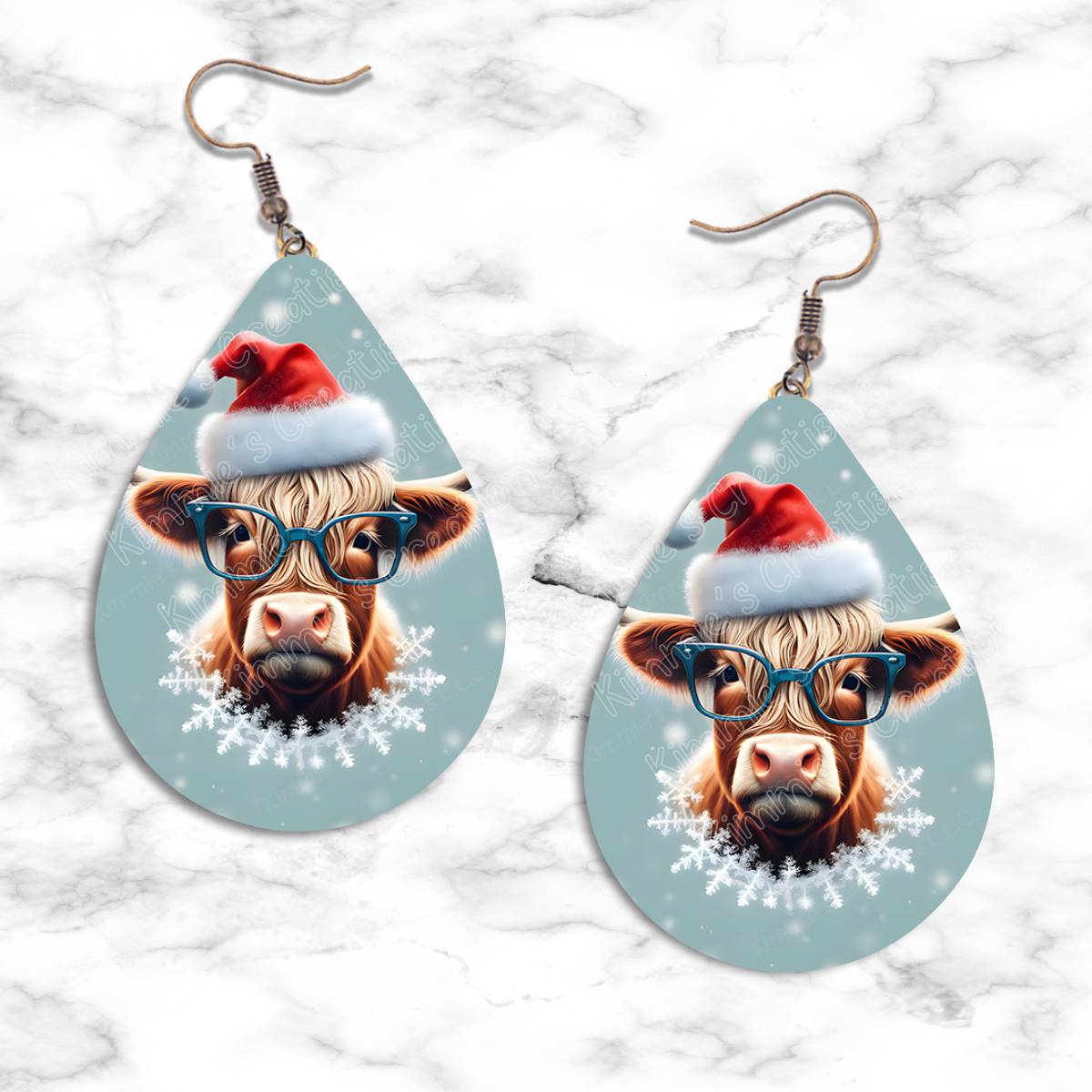Highland Cow Christmas Teardrop Earring Collection