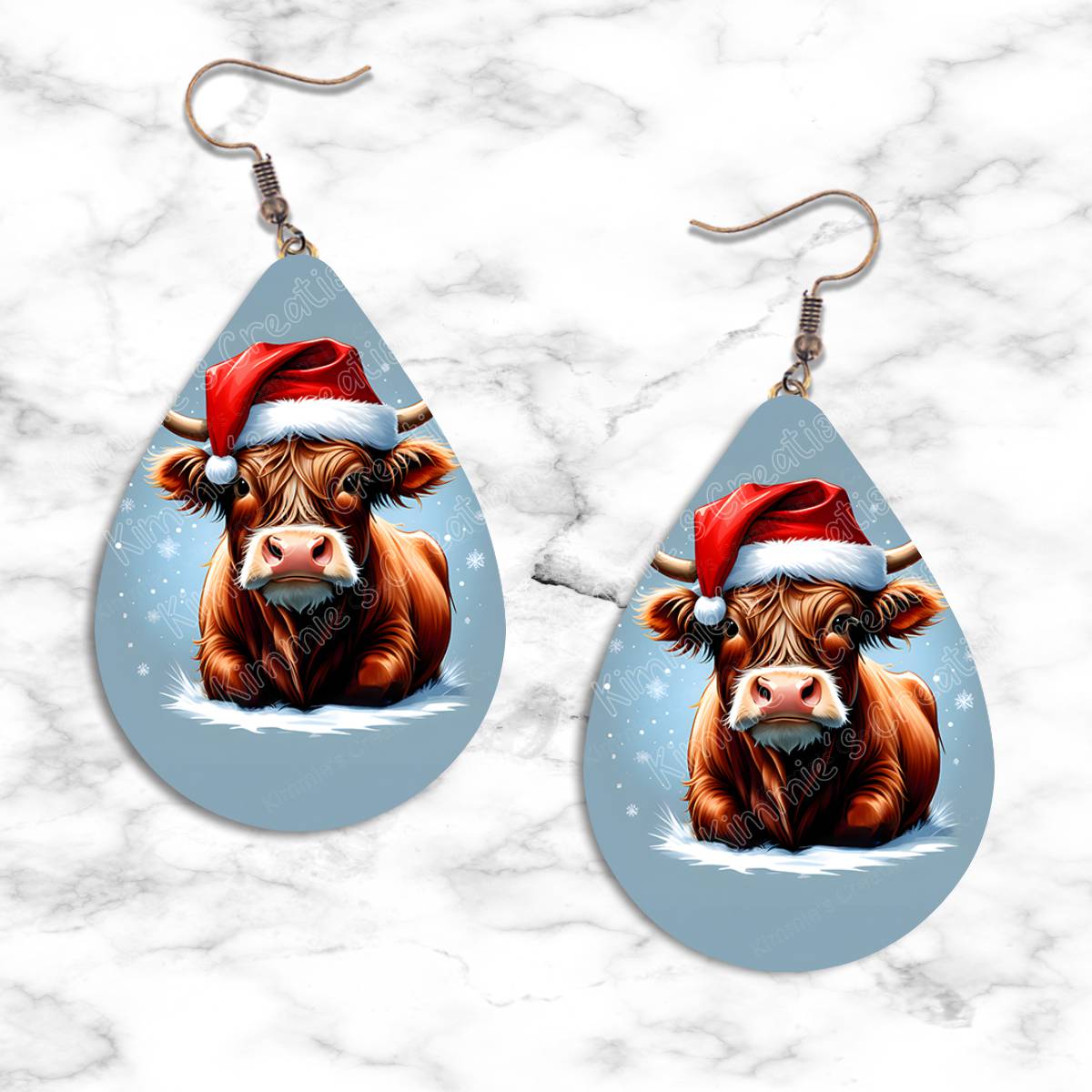 Highland Cow Christmas Teardrop Earring Collection