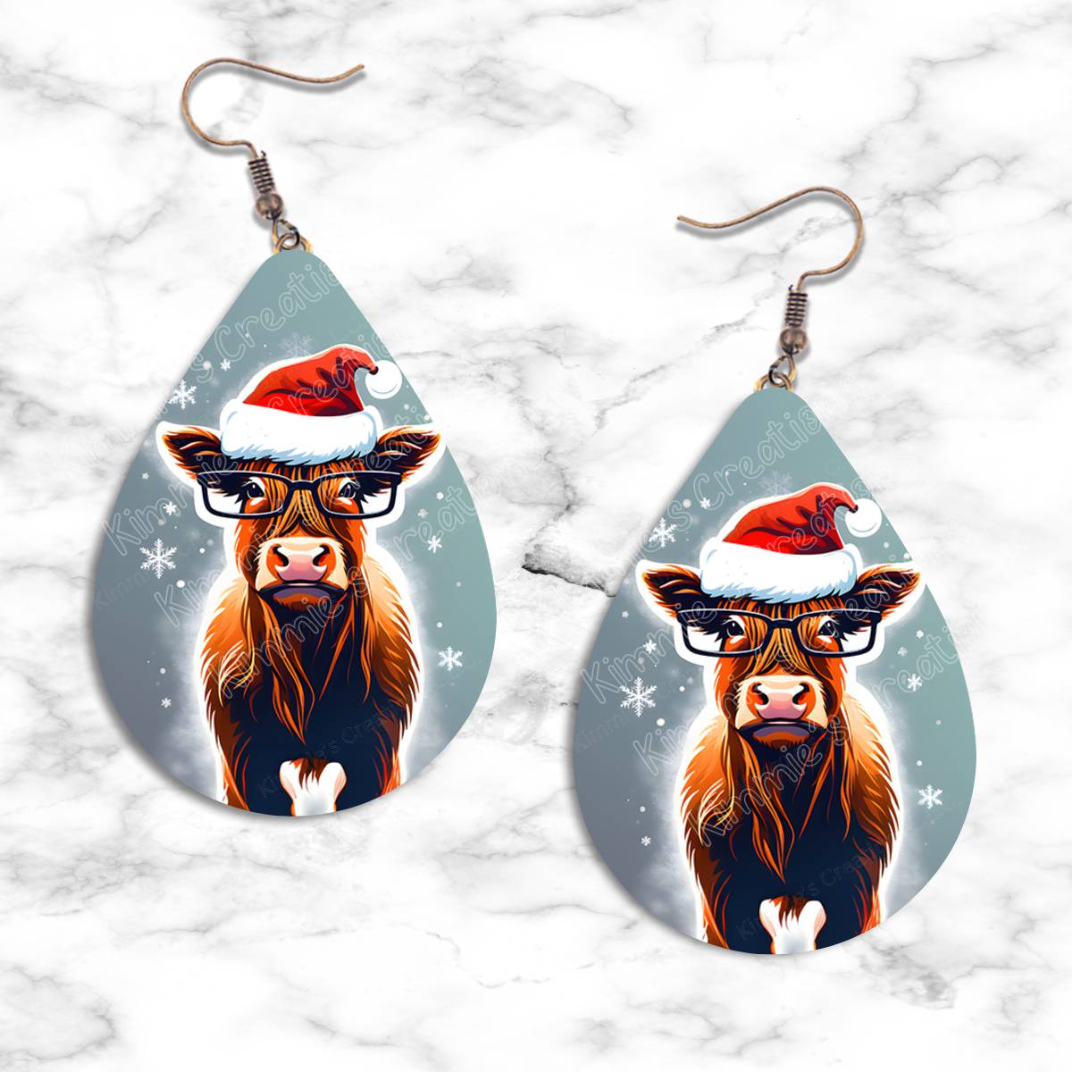 Highland Cow Christmas Teardrop Earring Collection