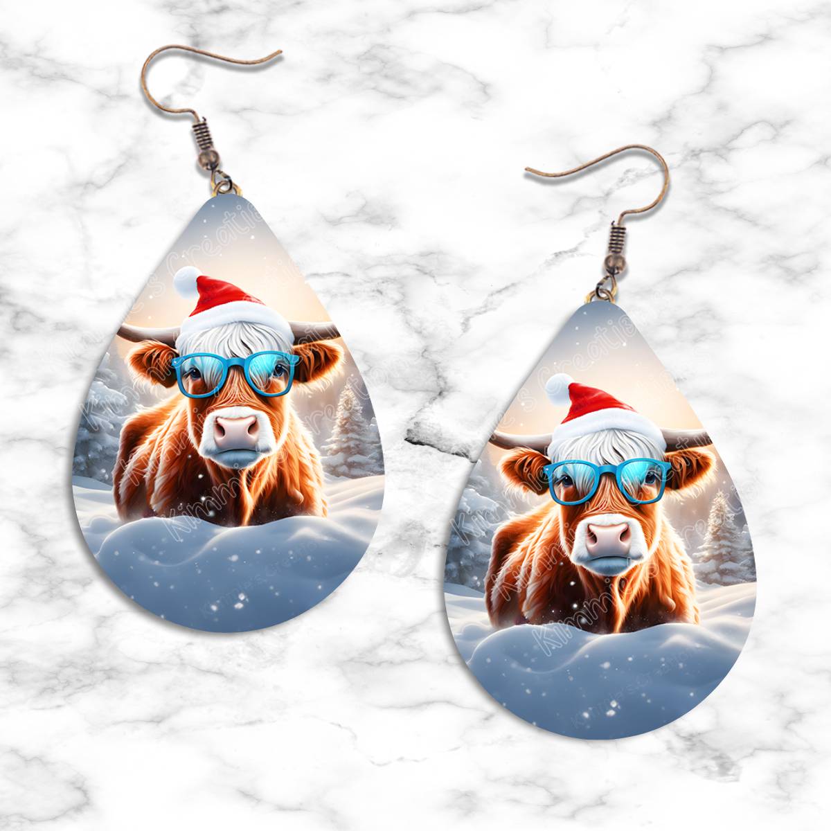 Highland Cow Christmas Teardrop Earring Collection